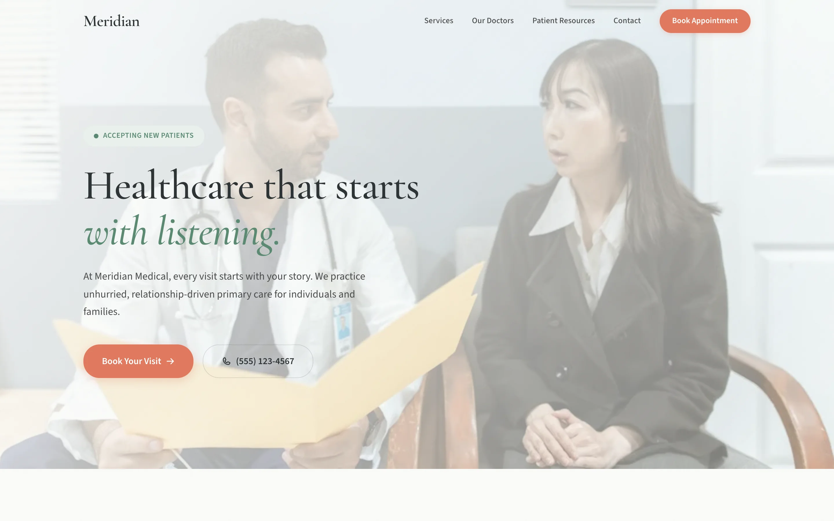 Meridian, Healthcare web concept